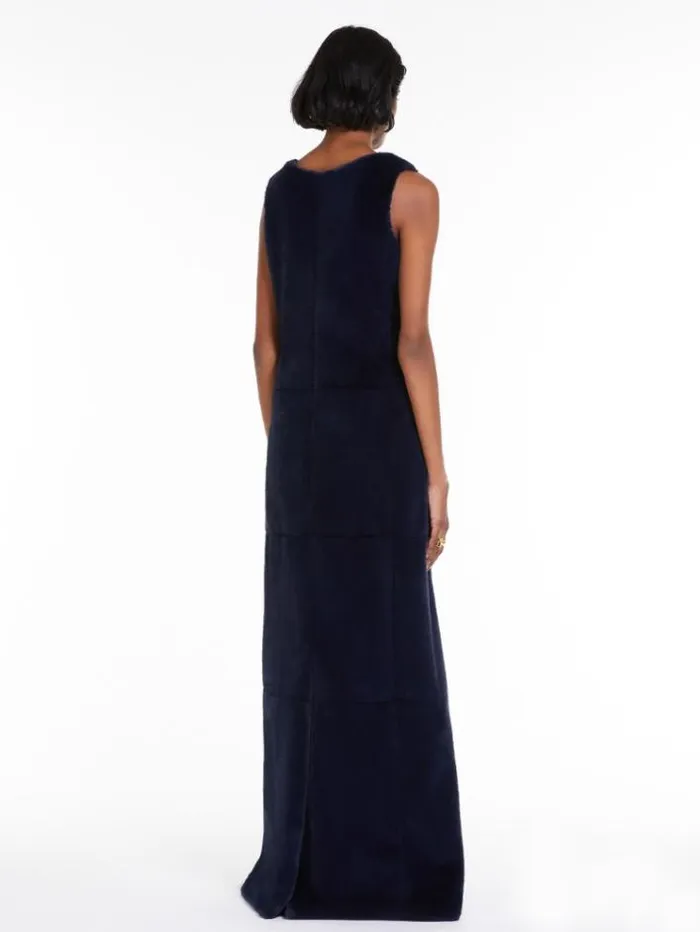 Woman Sleeveless Dress In Fluffy Fabric Midnightblue Maxmara Dresses Woman Sleeveless Dress In Fluffy Fabric Midnightblue Maxmara Dresses