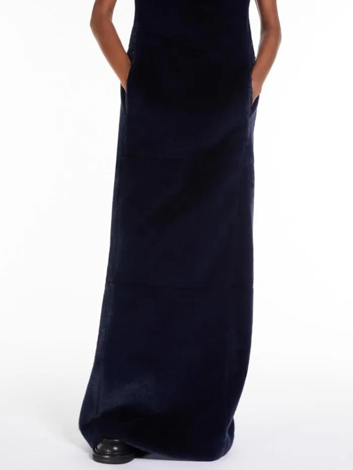 Woman Sleeveless Dress In Fluffy Fabric Midnightblue Maxmara Dresses Woman Sleeveless Dress In Fluffy Fabric Midnightblue Maxmara Dresses