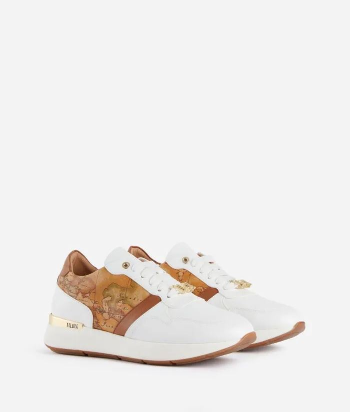 Woman Sneakers Alviero Martini Faux Napa Leather Running Shoes With 1 Classe Charm White
