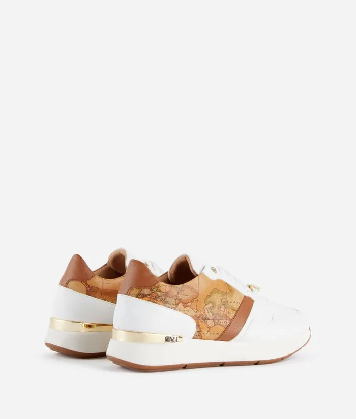 Woman Sneakers Alviero Martini Faux Napa Leather Running Shoes With 1 Classe Charm White