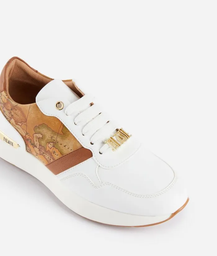 Woman Sneakers Alviero Martini Faux Napa Leather Running Shoes With 1 Classe Charm White