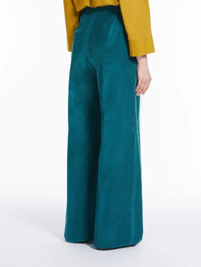 Woman Soft Velvet And Cashmere Trousers Turquoise Maxmara Trousers Woman Soft Velvet And Cashmere Trousers Turquoise Maxmara Trousers
