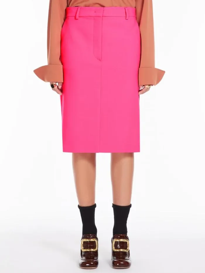 Woman Straightfit Stretch Wool Skirt Fuchsia Maxmara Skirts