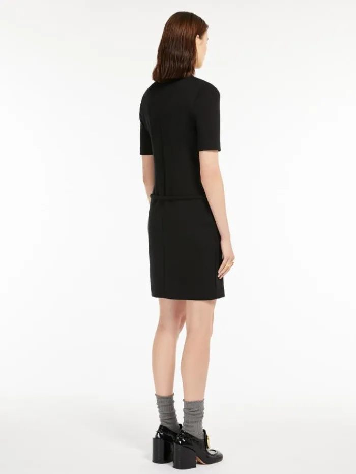 Woman Stretch Wool Jersey Dress Black Maxmara Dresses Woman Stretch Wool Jersey Dress Black Maxmara Dresses