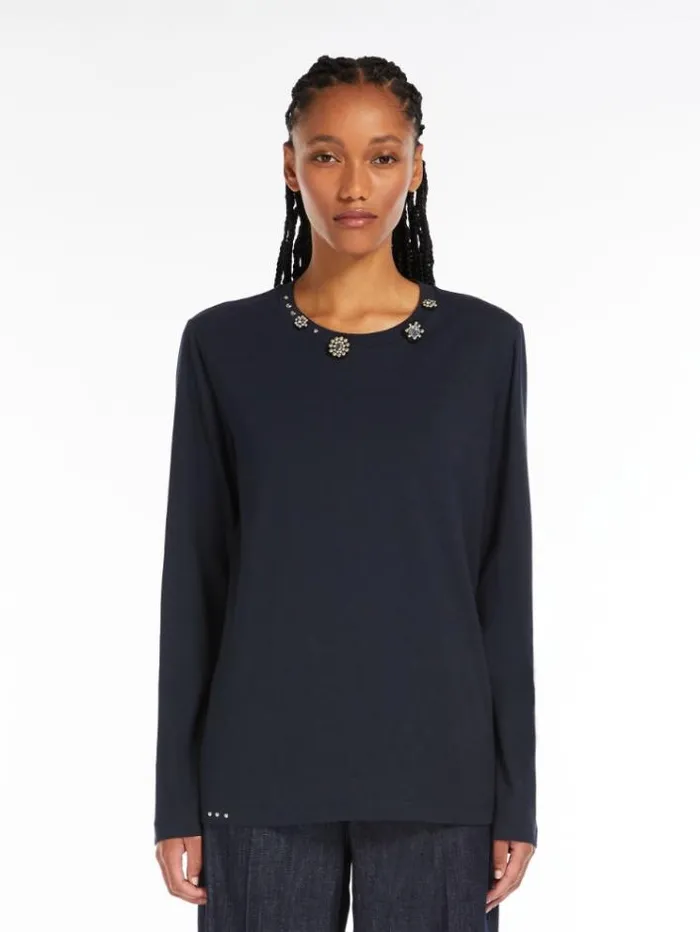 Woman Studded Jersey Tshirt Ultramarine Maxmara Tshirts