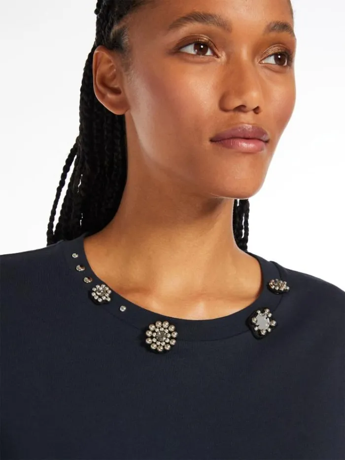 Woman Studded Jersey Tshirt Ultramarine Maxmara Tshirts Woman Studded Jersey Tshirt Ultramarine Maxmara Tshirts