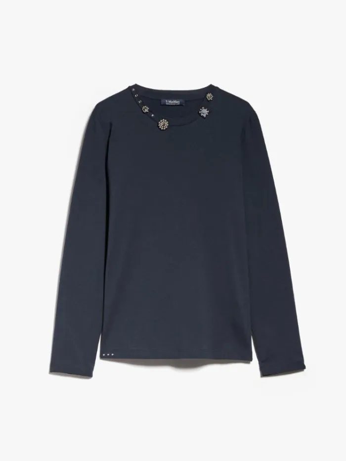 Woman Studded Jersey Tshirt Ultramarine Maxmara Tshirts Woman Studded Jersey Tshirt Ultramarine Maxmara Tshirts