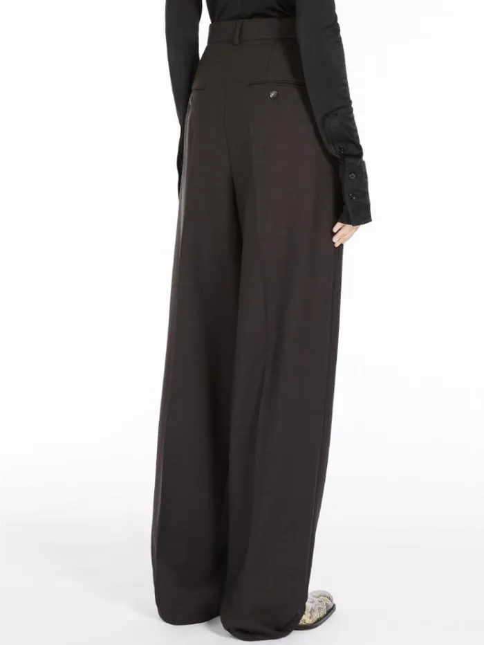 Woman Tailored Stretch Wool Trousers Dark Bown Maxmara Trousers Woman Tailored Stretch Wool Trousers Dark Bown Maxmara Trousers