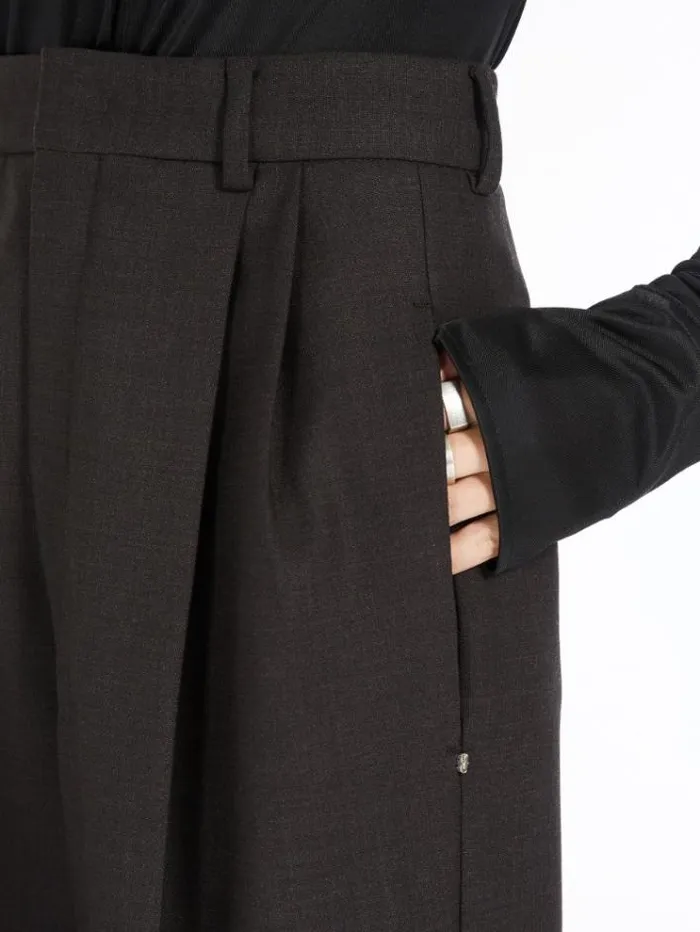 Woman Tailored Stretch Wool Trousers Dark Bown Maxmara Trousers Woman Tailored Stretch Wool Trousers Dark Bown Maxmara Trousers