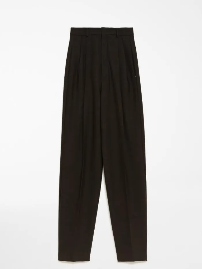 Woman Tailored Stretch Wool Trousers Dark Bown Maxmara Trousers Woman Tailored Stretch Wool Trousers Dark Bown Maxmara Trousers