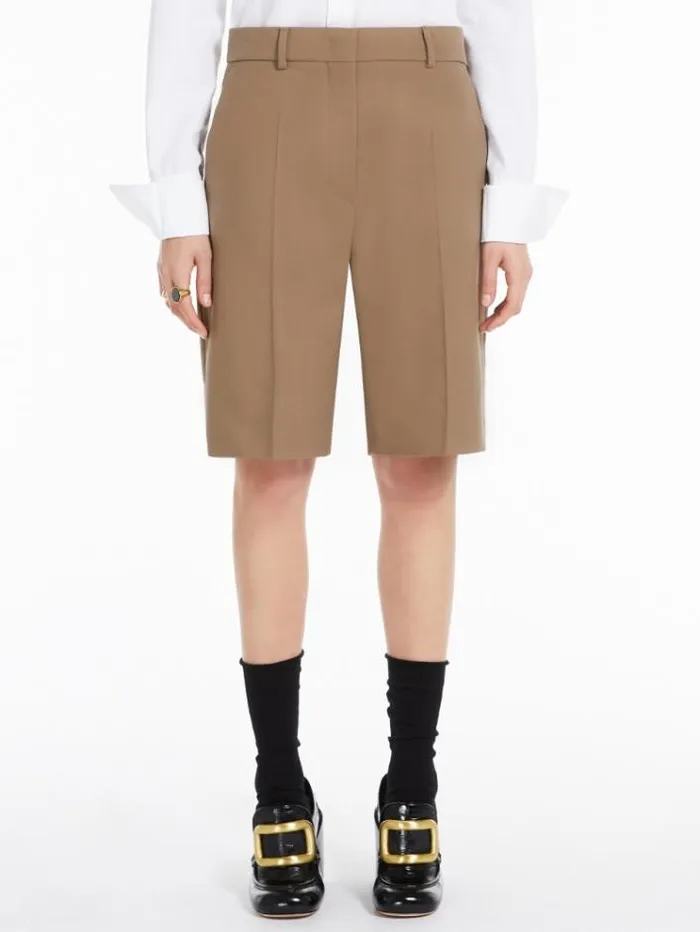 Woman Tailoringinspired Bermuda Shorts In Cotton And Viscose Beige Maxmara Trousers Woman Tailoringinspired Bermuda Shorts In Cotton And Viscose Beige Maxmara Trousers