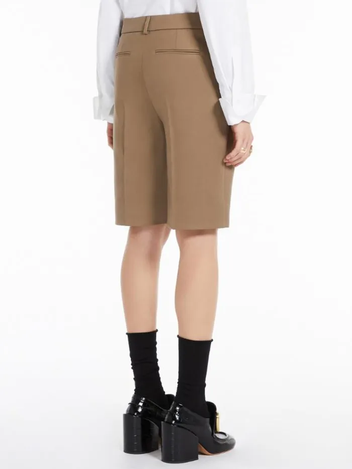Woman Tailoringinspired Bermuda Shorts In Cotton And Viscose Beige Maxmara Trousers Woman Tailoringinspired Bermuda Shorts In Cotton And Viscose Beige Maxmara Trousers