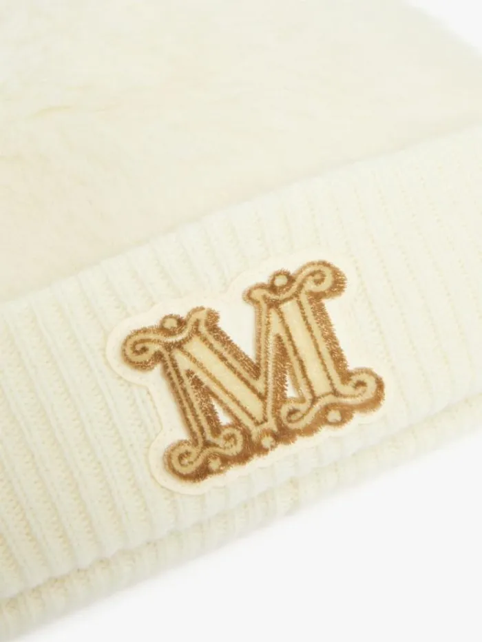 Woman Teddy Fabric Cap With Embroidery White Maxmara Hats