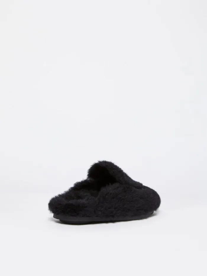 Woman Teddy Mules Black Maxmara Flat Shoes Woman Teddy Mules Black Maxmara Flat Shoes