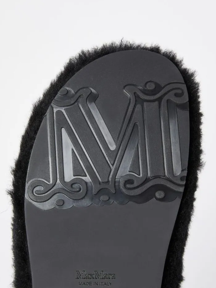 Woman Teddy Mules Black Maxmara Flat Shoes Woman Teddy Mules Black Maxmara Flat Shoes