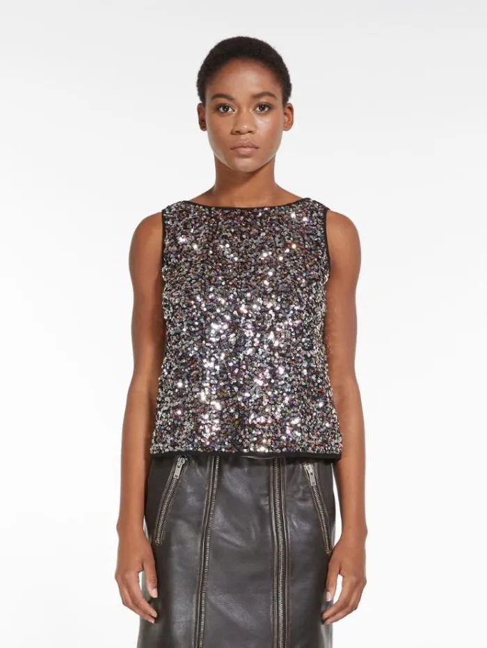 Woman Top Embroidered With Sequins Multicolour Maxmara Tshirts