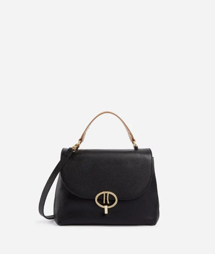 Woman Top Handle Bags Alviero Martini New Moon Leather Flap Handbag Black
