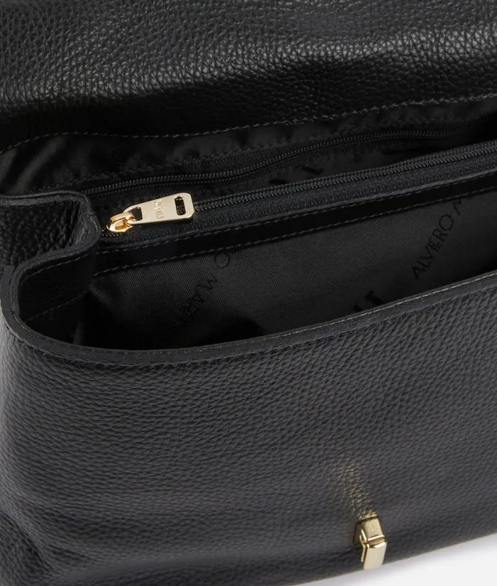 Woman Top Handle Bags Alviero Martini New Moon Leather Flap Handbag Black