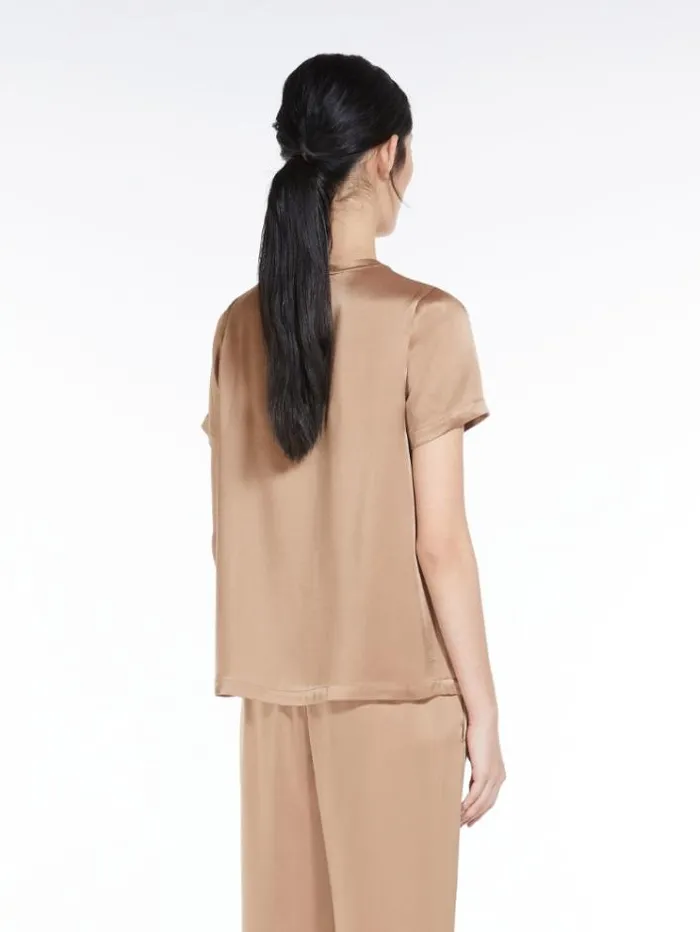 Woman Viscoseblend Satin Tshirt Camel Maxmara Shirts And Tops Woman Viscoseblend Satin Tshirt Camel Maxmara Shirts And Tops