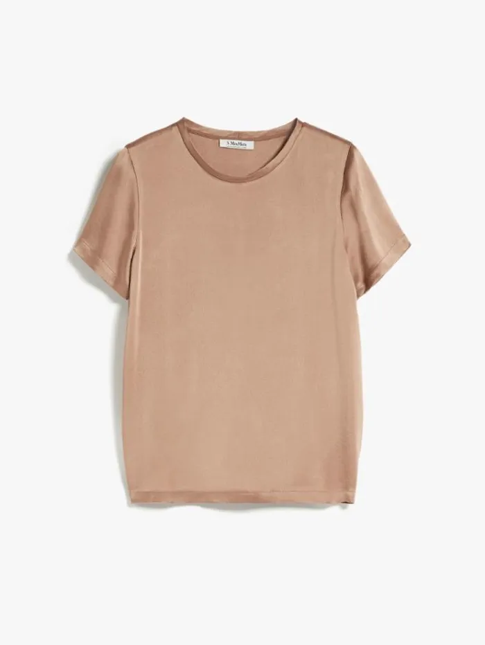 Woman Viscoseblend Satin Tshirt Camel Maxmara Shirts And Tops Woman Viscoseblend Satin Tshirt Camel Maxmara Shirts And Tops