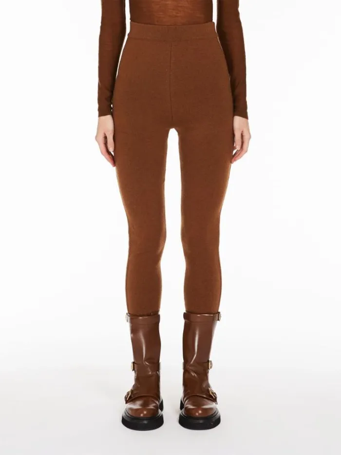 Woman Wool And Cashmere Leggings Tobacco Maxmara Trousers