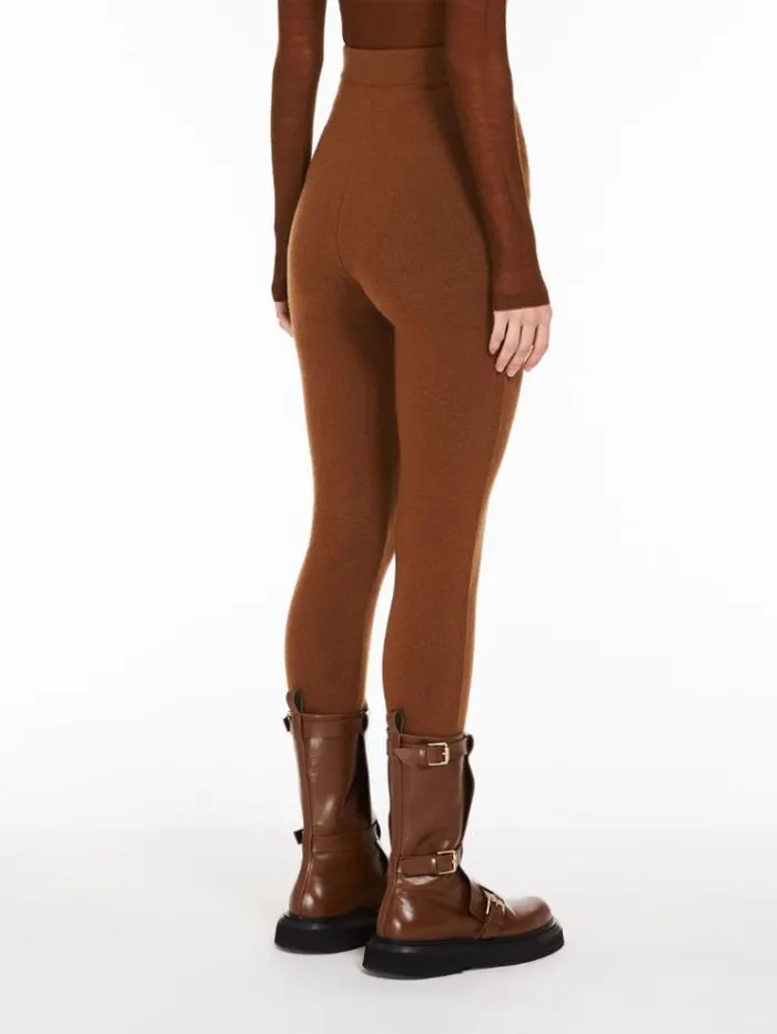 Woman Wool And Cashmere Leggings Tobacco Maxmara Trousers Woman Wool And Cashmere Leggings Tobacco Maxmara Trousers