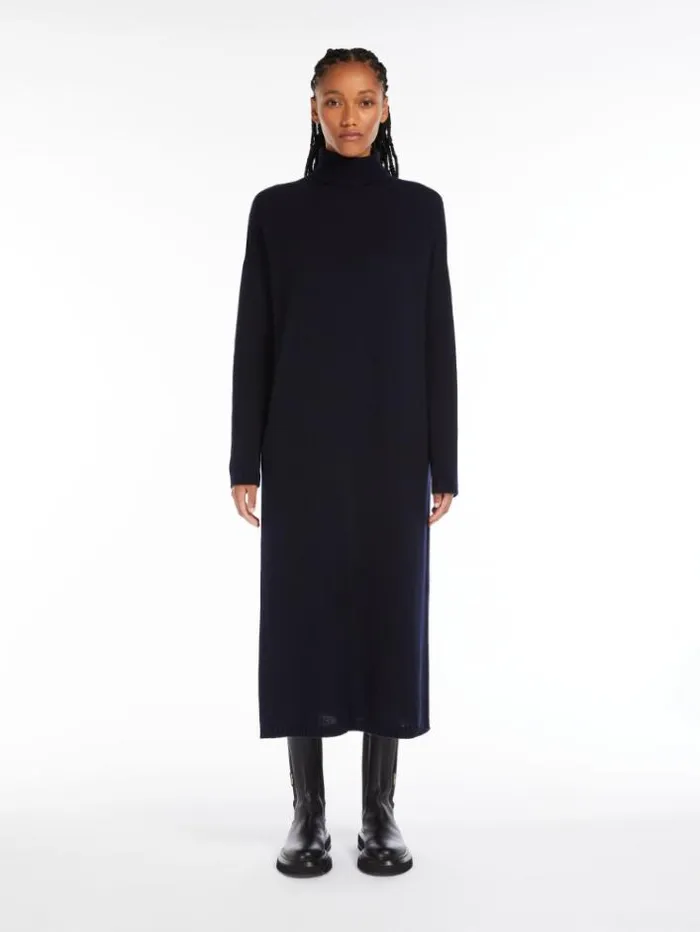 Woman Wool And Cashmere Poloneck Dress Ultramarine Maxmara Dresses