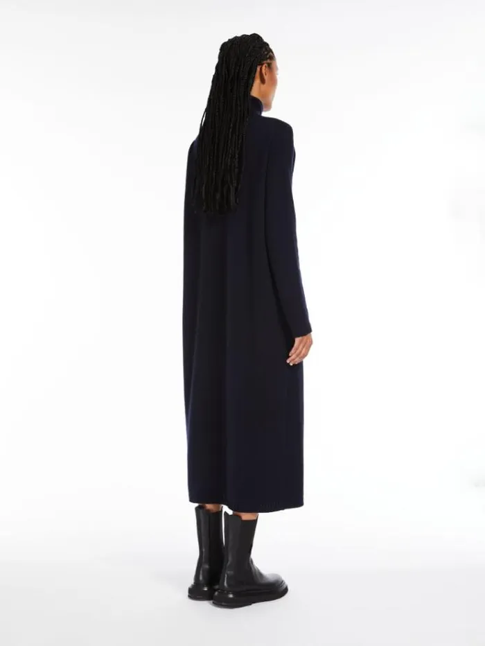 Woman Wool And Cashmere Poloneck Dress Ultramarine Maxmara Dresses Woman Wool And Cashmere Poloneck Dress Ultramarine Maxmara Dresses