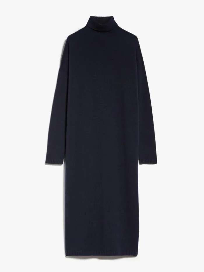 Woman Wool And Cashmere Poloneck Dress Ultramarine Maxmara Dresses Woman Wool And Cashmere Poloneck Dress Ultramarine Maxmara Dresses