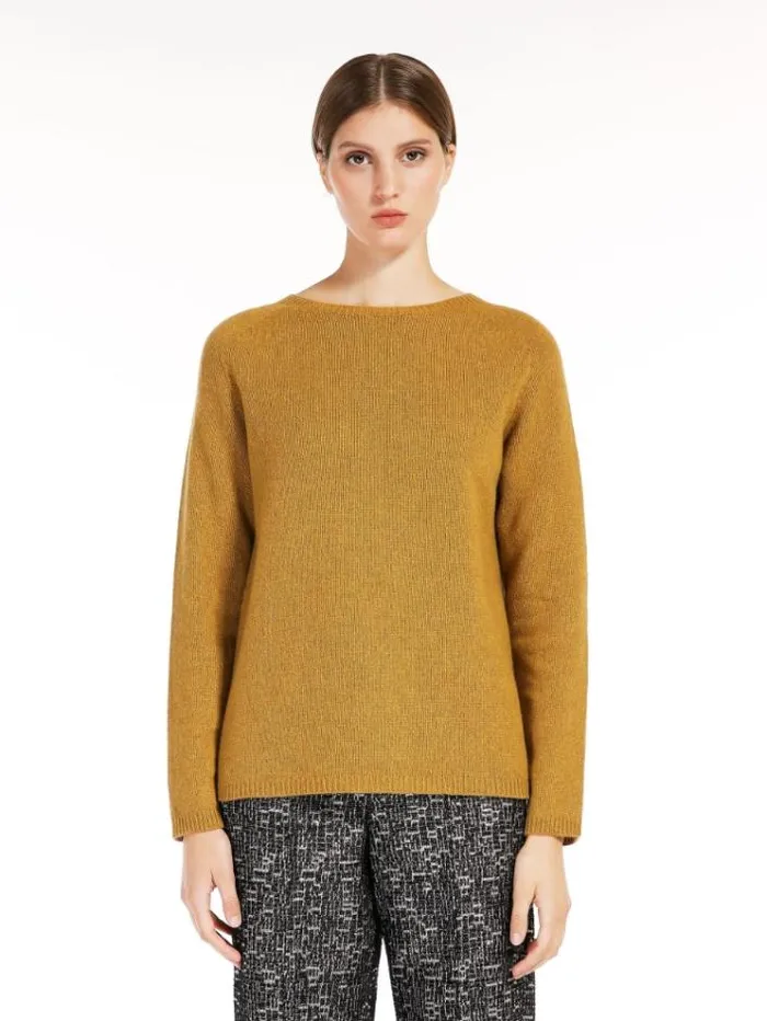 Woman Wool And Cashmere Yarn Sweater Ochre Maxmara Knitwear And Sweatshirts