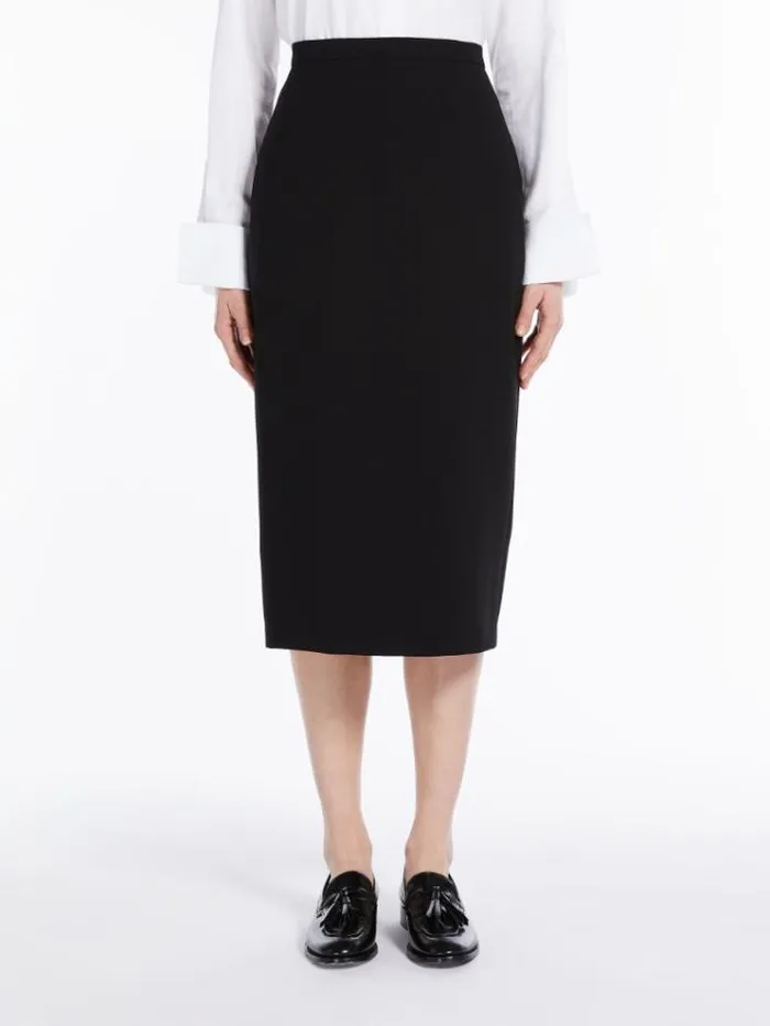 Woman Wool Crpe Pencil Skirt Black Maxmara Skirts
