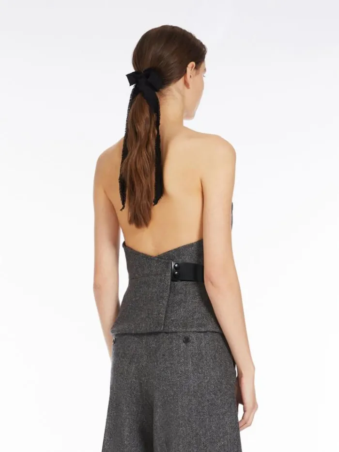 Woman Wool Flannel Bustier Dark Grey Maxmara Shirts And Tops Woman Wool Flannel Bustier Dark Grey Maxmara Shirts And Tops