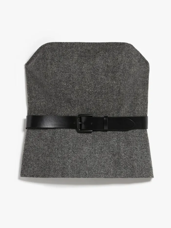 Woman Wool Flannel Bustier Dark Grey Maxmara Shirts And Tops Woman Wool Flannel Bustier Dark Grey Maxmara Shirts And Tops