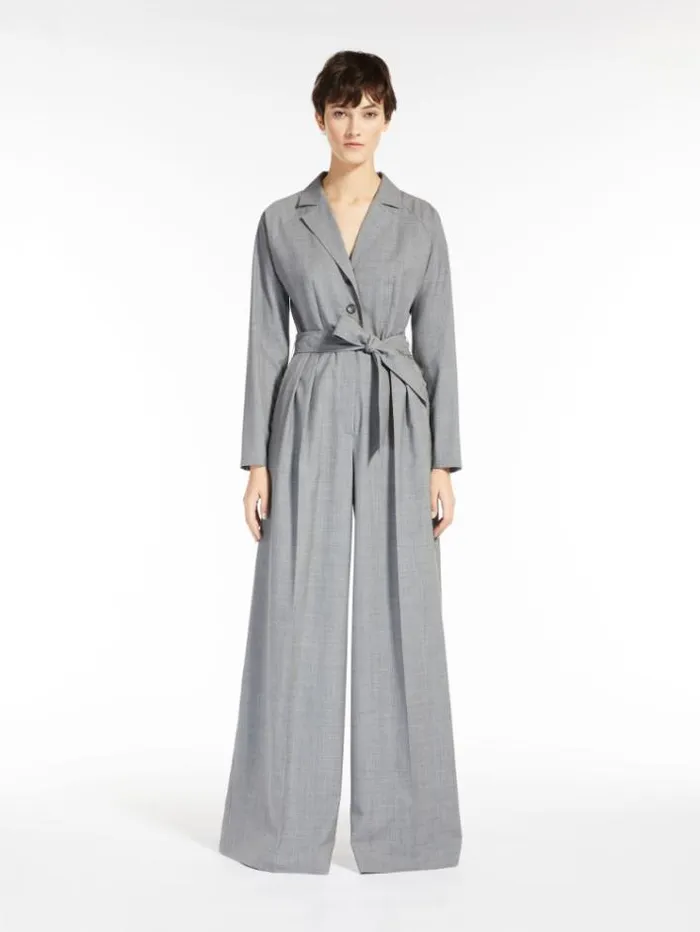 Woman Wool Shirtstyle Jumpsuit Medium Grey Maxmara Jumpsuits