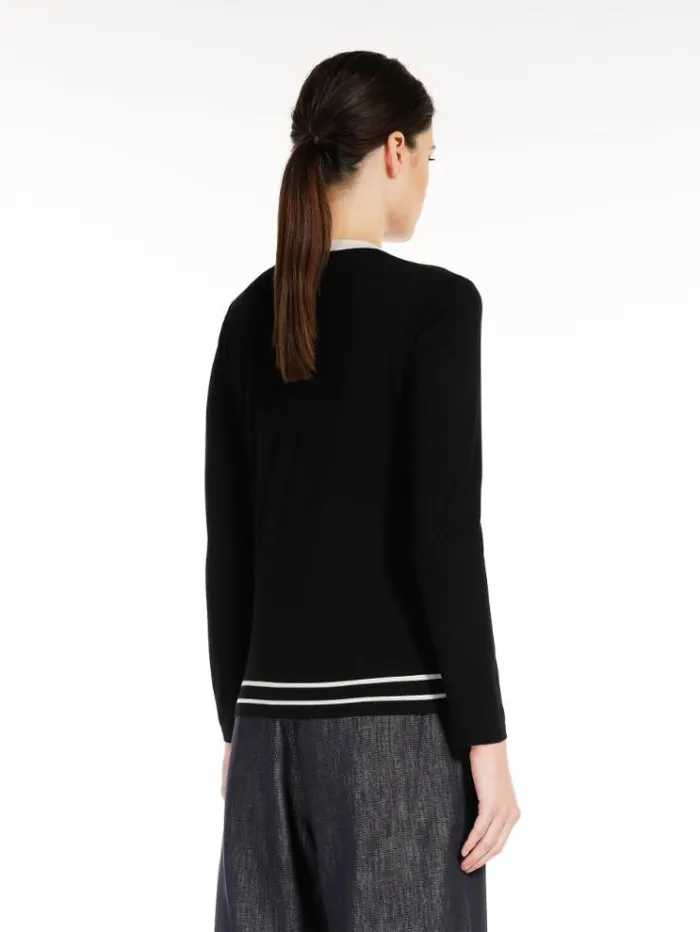 Woman Wool Yarn Cardigan Black Maxmara Knitwear And Sweatshirts Woman Wool Yarn Cardigan Black Maxmara Knitwear And Sweatshirts