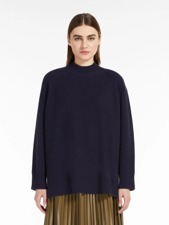Woman Wool Yarn Sweater Navy Maxmara Knitwear And Sweatshirts