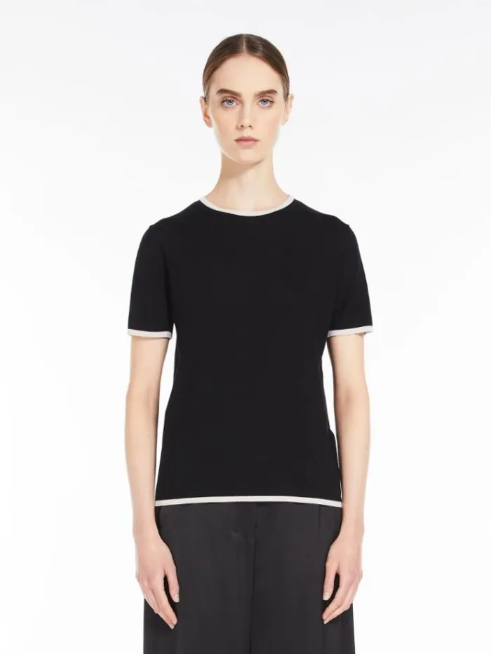 Woman Wool Yarn Tshirt Black Maxmara Knitwear And Sweatshirts