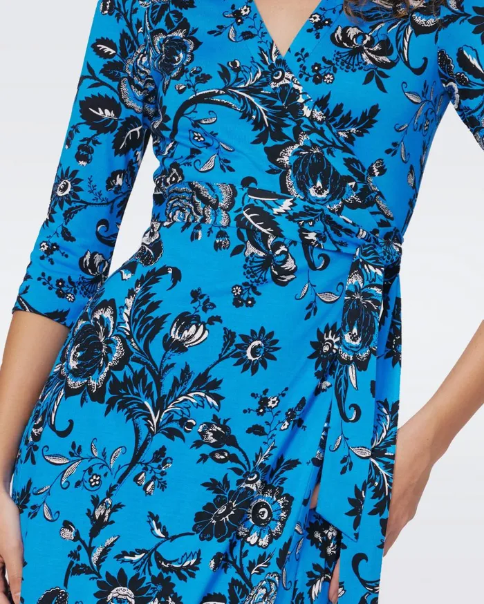 Women Abigail Silk Jersey Maxi Wrap Dress Huge Night Vine Blue DVF Dresses