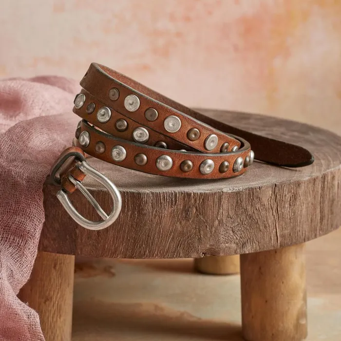 Women All In A Row Belt Brown Sundance Catalog Belts