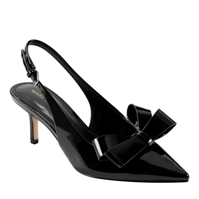 Women Allon Bow Slingback Pump Black Patent Marc Fisher Heels and Pumps