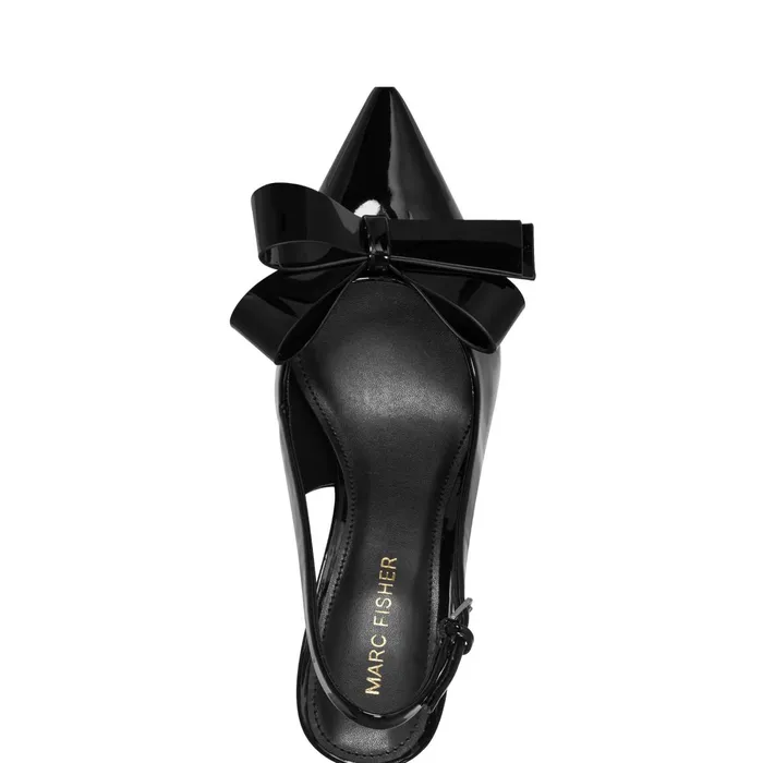 Women Allon Bow Slingback Pump Black Patent Marc Fisher Heels and Pumps