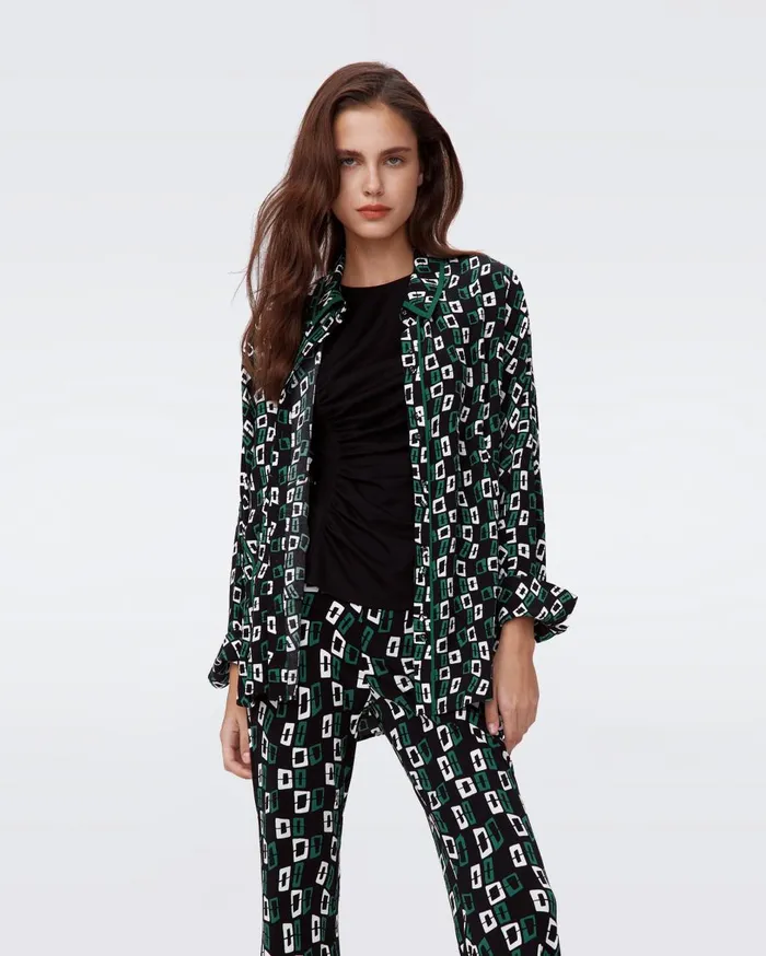 Women Alona Top Tiny Chain Spots Black DVF Tops