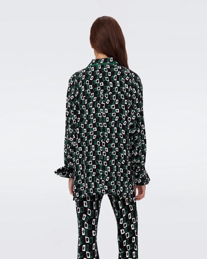 Women Alona Top Tiny Chain Spots Black DVF Tops
