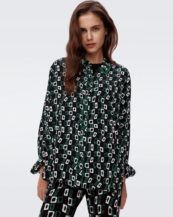 Women Alona Top Tiny Chain Spots Black DVF Tops