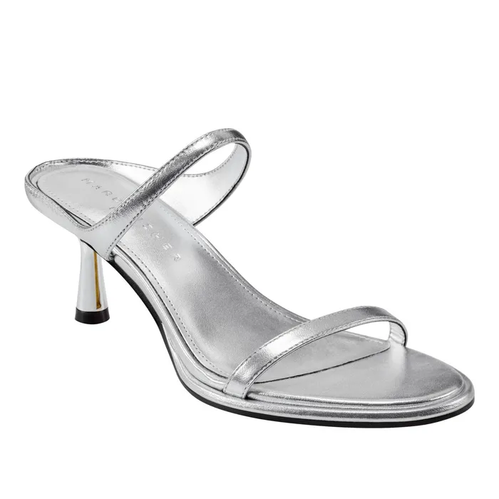Women Alonde Heeled Slide Sandal Silver Marc Fisher Sandals