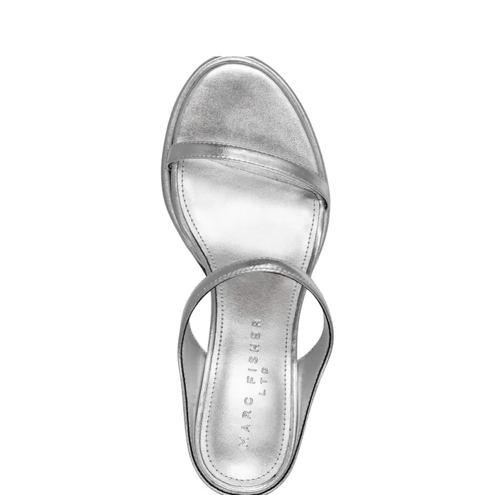 Women Alonde Heeled Slide Sandal Silver Marc Fisher Sandals