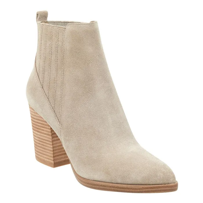 Women Alva Pointy Toe Bootie Light Natural Suede Marc Fisher Boots and Booties