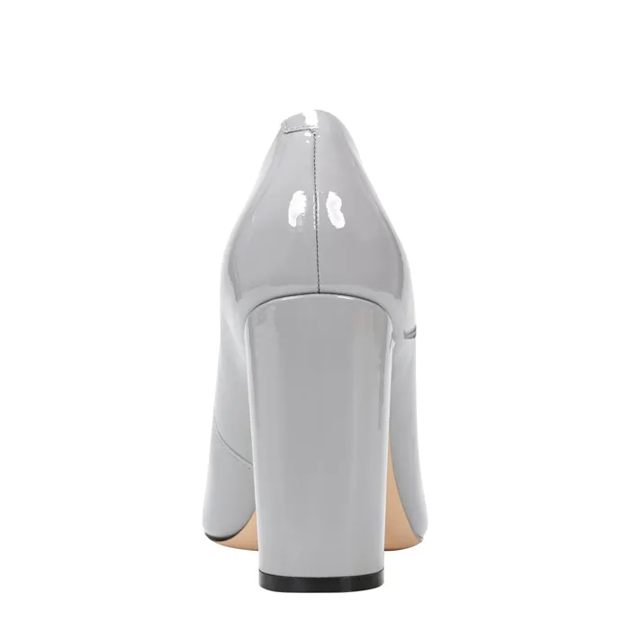 Women Anellie Cap Toe Dress Pump Light Grey Patent Leather Marc Fisher Heels and Pumps