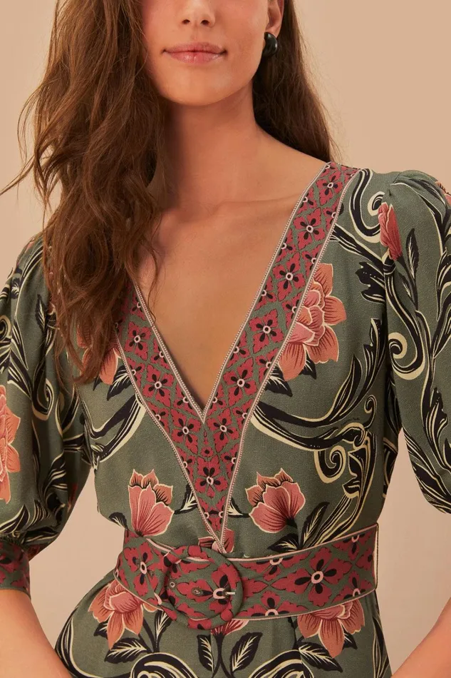 Women Arabesque Floral Green Maxi Dress Arabesque Floral Green FARM Rio Maxi Dresses