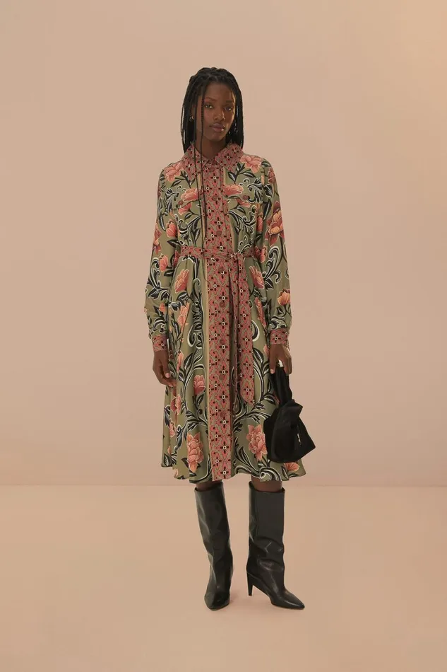 Women Arabesque Floral Green Midi Dress Arabesque Floral Green FARM Rio Midi Dresses Women Arabesque Floral Green Midi Dress Arabesque Floral Green FARM Rio Midi Dresses